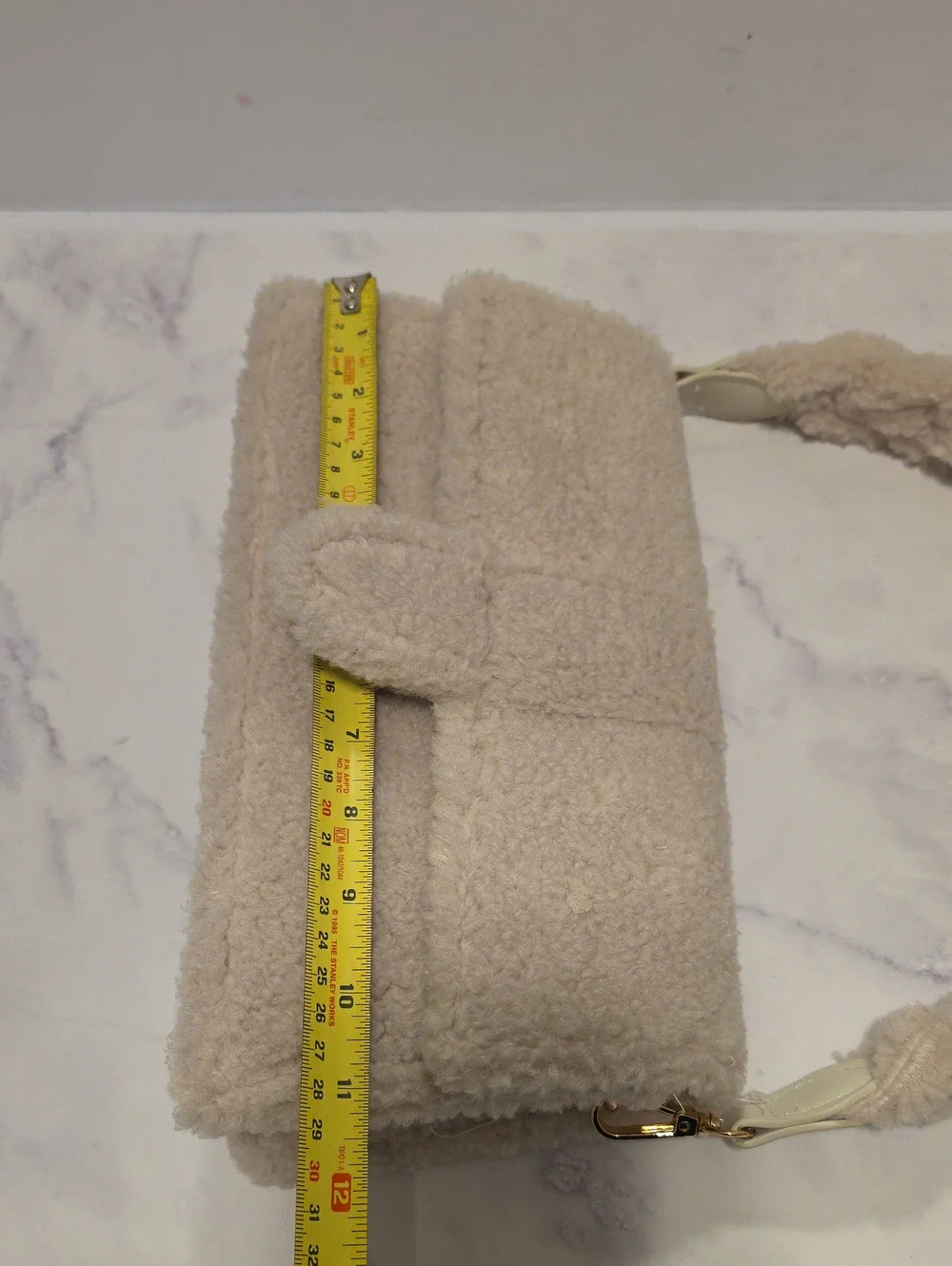 Moda Luxe Plush Shearling Shoulder Bag in Cream